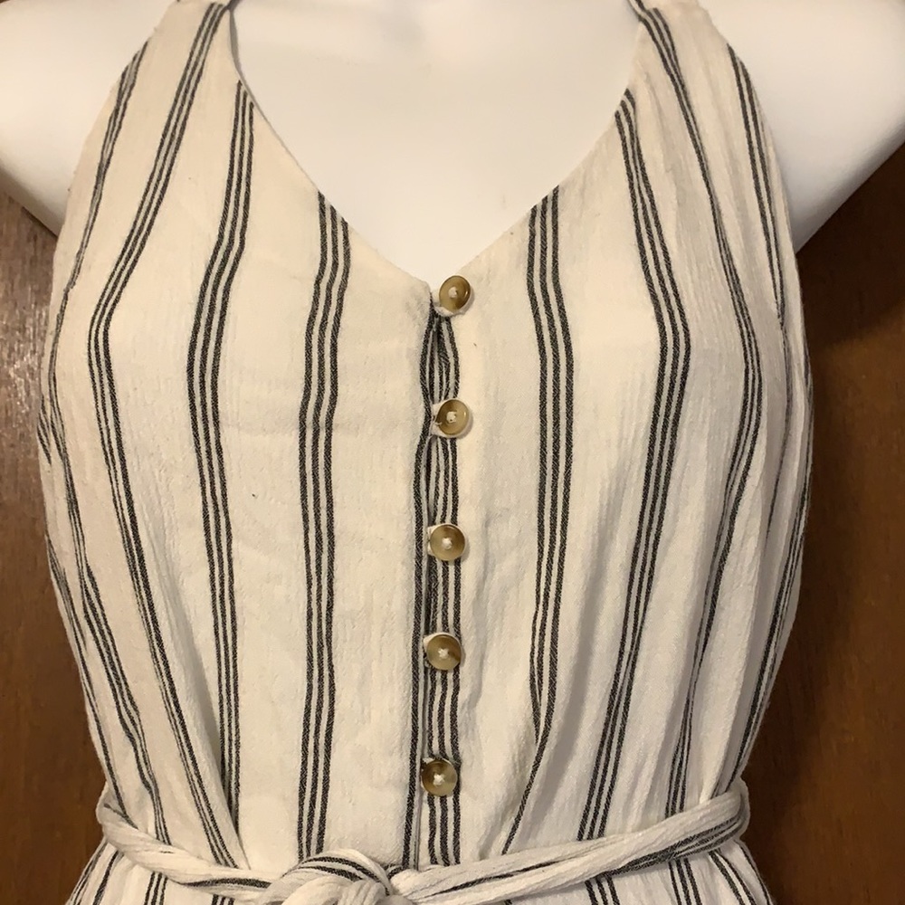 Striped Black & White Jumpsuit - Picture 4 of 10